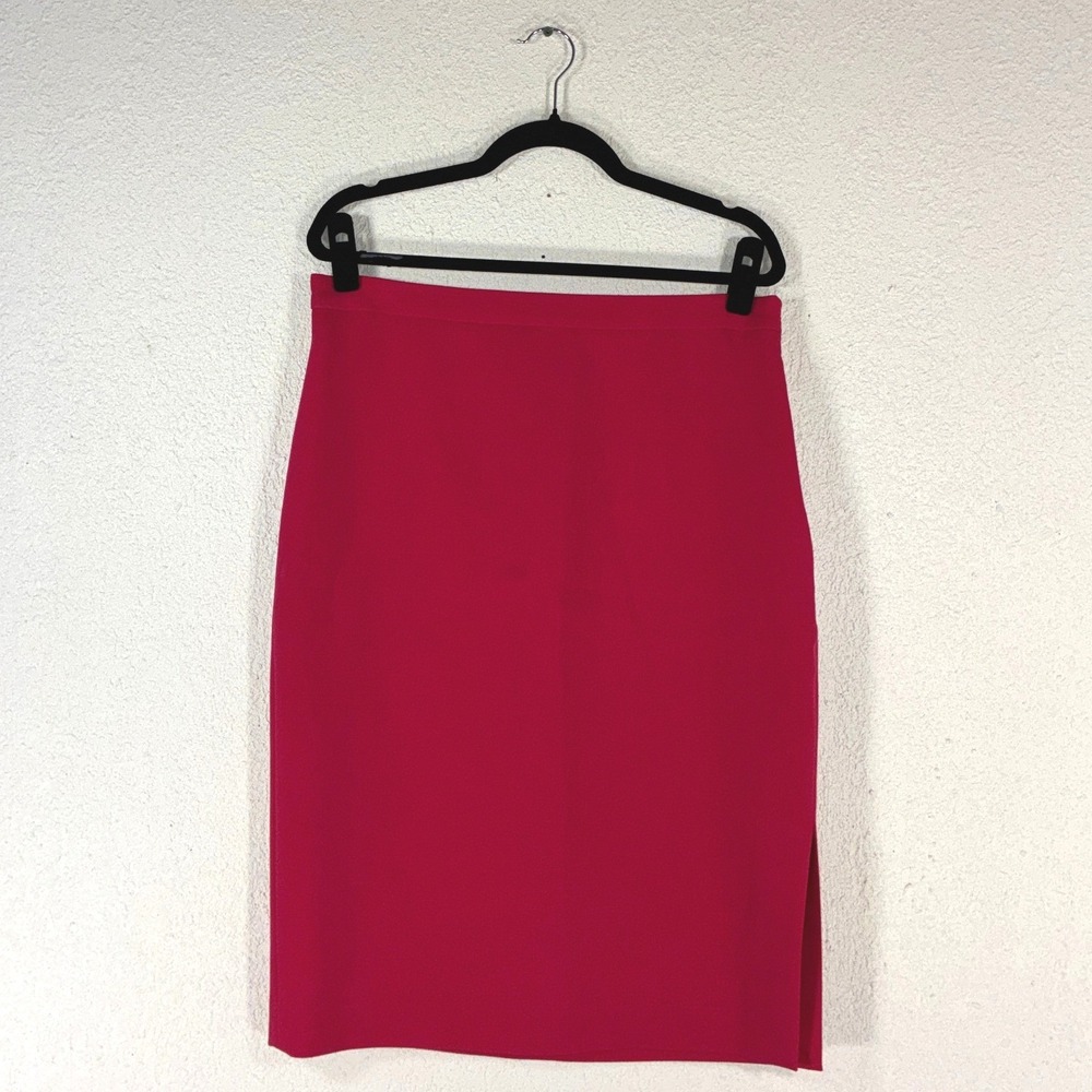 Banana Republic Hot Pink Pencil Skirt Side Slit Professional Knee Length Size 12